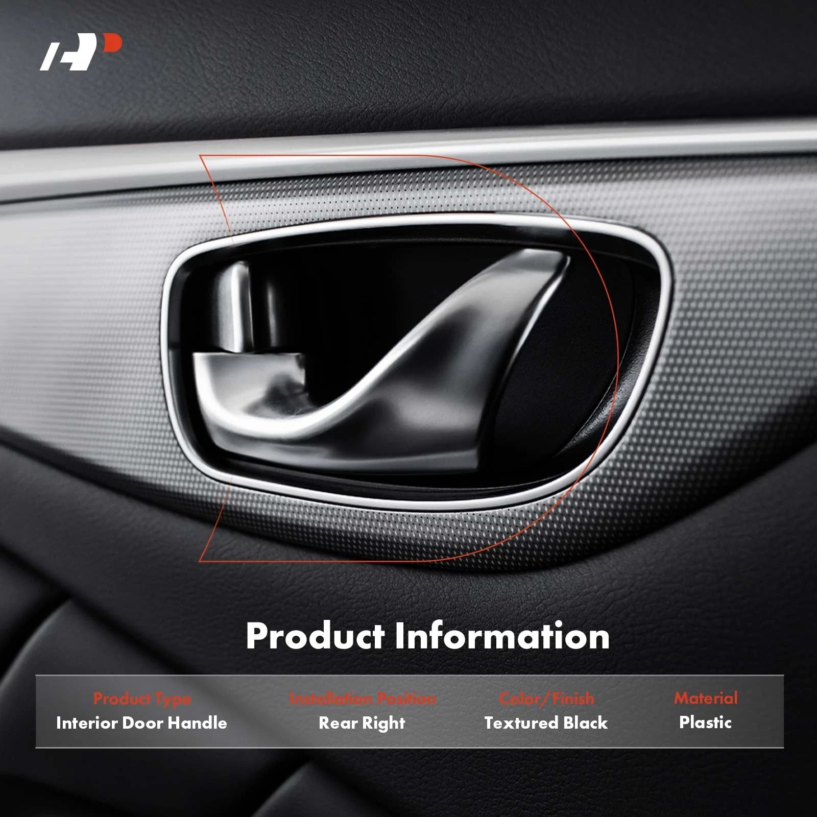 Rear Right Black Interior Door Handle for Ford F-150 (2009–2014)