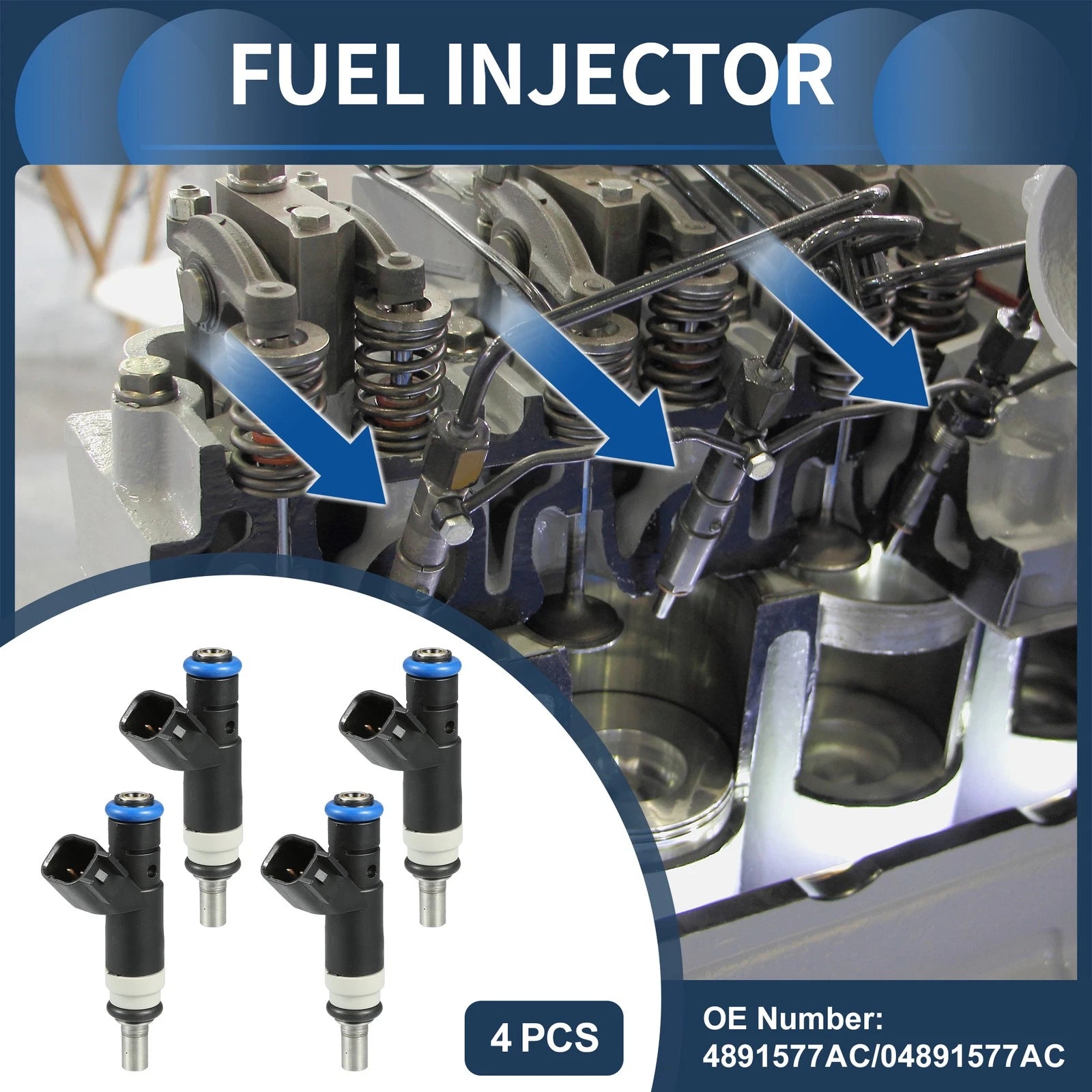 Set of 4 Fuel Injectors for Dodge Avenger (2008–2014) No.04891577AC