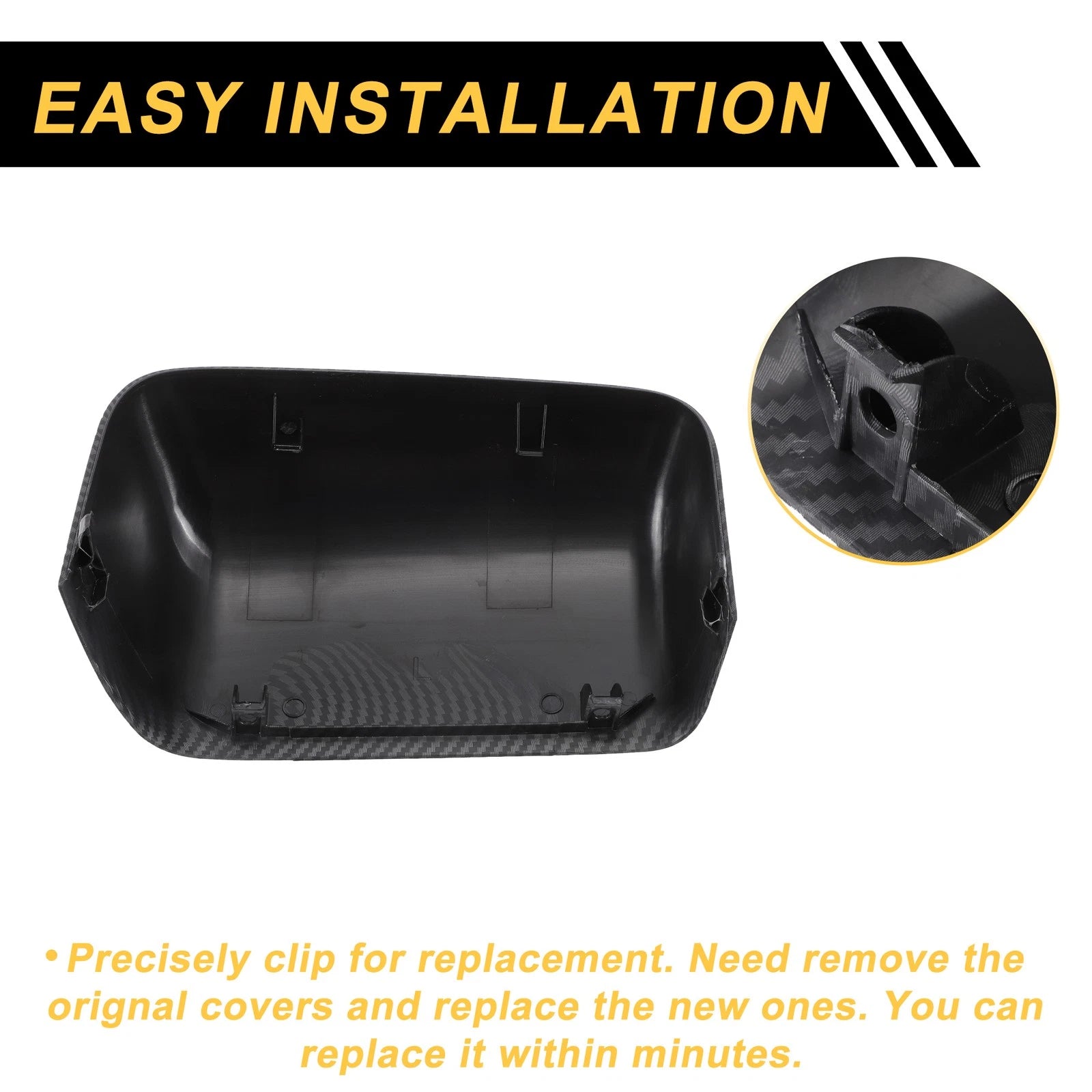 Set of 2 Rearview Mirror Cover Caps Black Carbon Fiber for Ford Excursion F150 F250