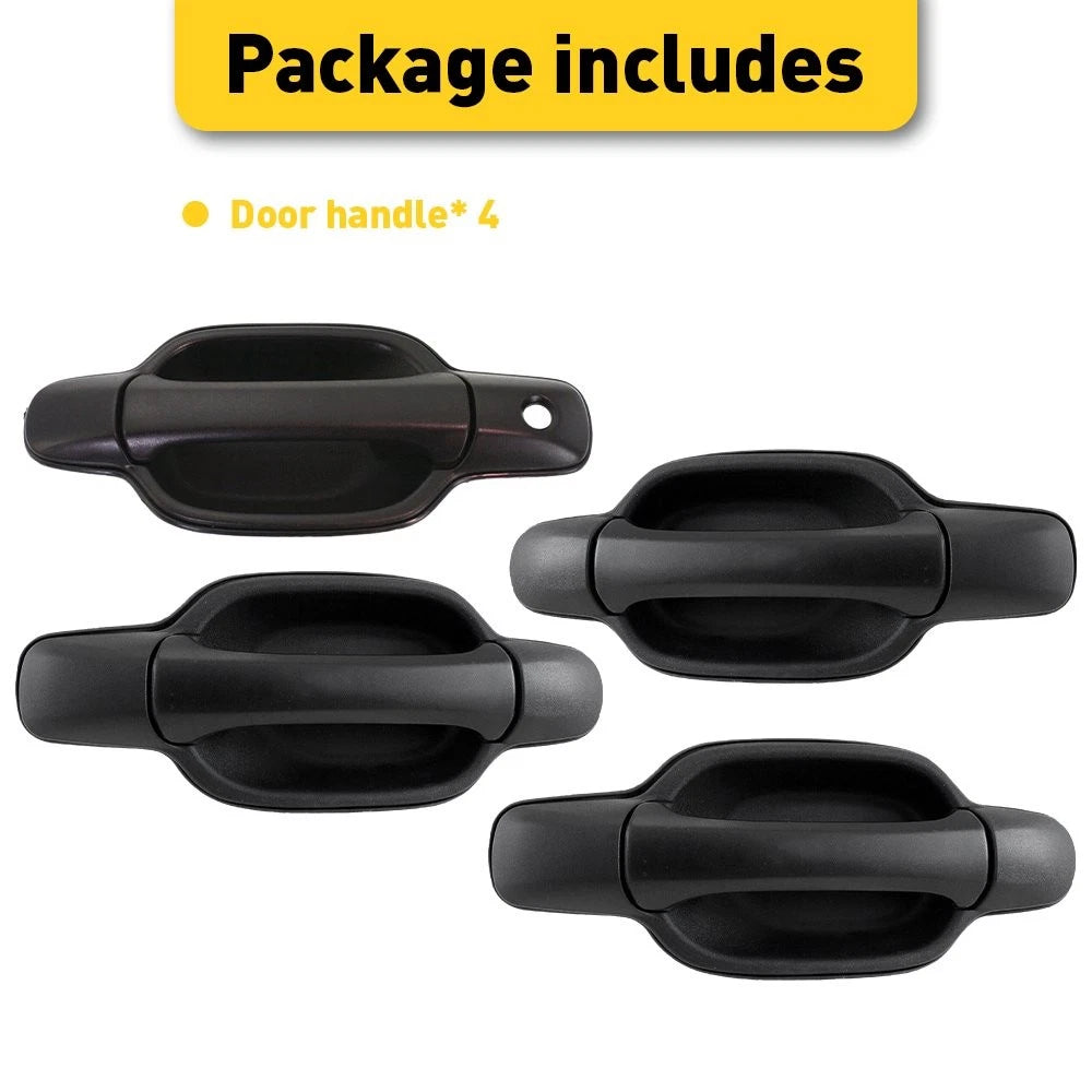 4X Car Door Exterior Panel Handle Set Black for Chevrolet Colorado (2004–2012)