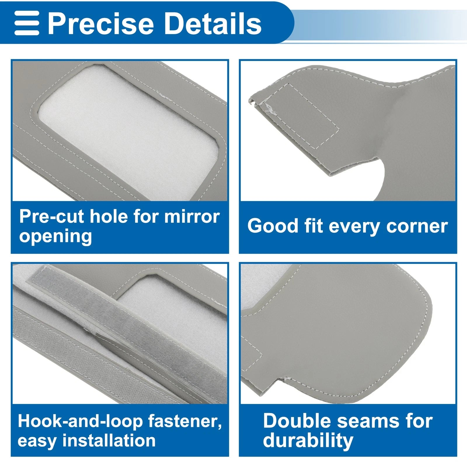 Set of 2 Sun Visor Covers for Ford Mustang (1994–2004) Left & Right Gray