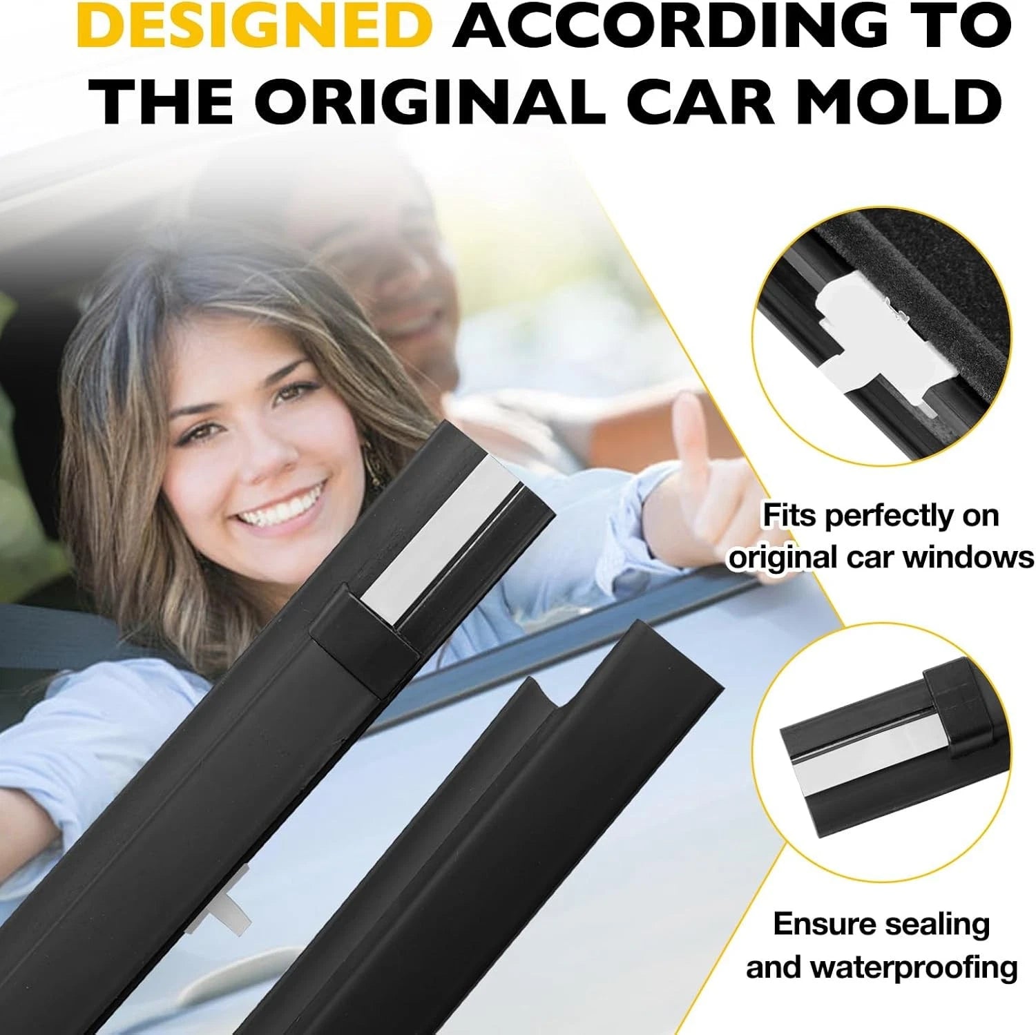 2X Front Weatherstrip Door Window Moulding Trim Seal for Toyota Tacoma (1995–2004)