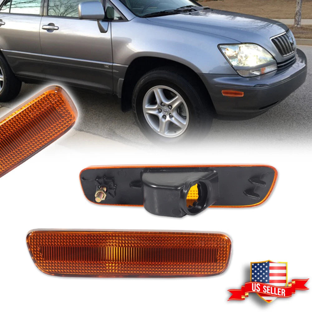 2X Amber Lens Front Bumper Side Marker Lights for Lexus RX300 (1999–2003)
