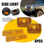 AUXITO Front Bumper Fender Side Marker Light Cover for Jeep Wrangler YJ (1987–1995)