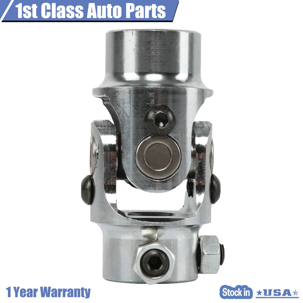 Chrome 3/4" Round x 3/4" DD Steering Shaft U-Joint for Universal Street Rod