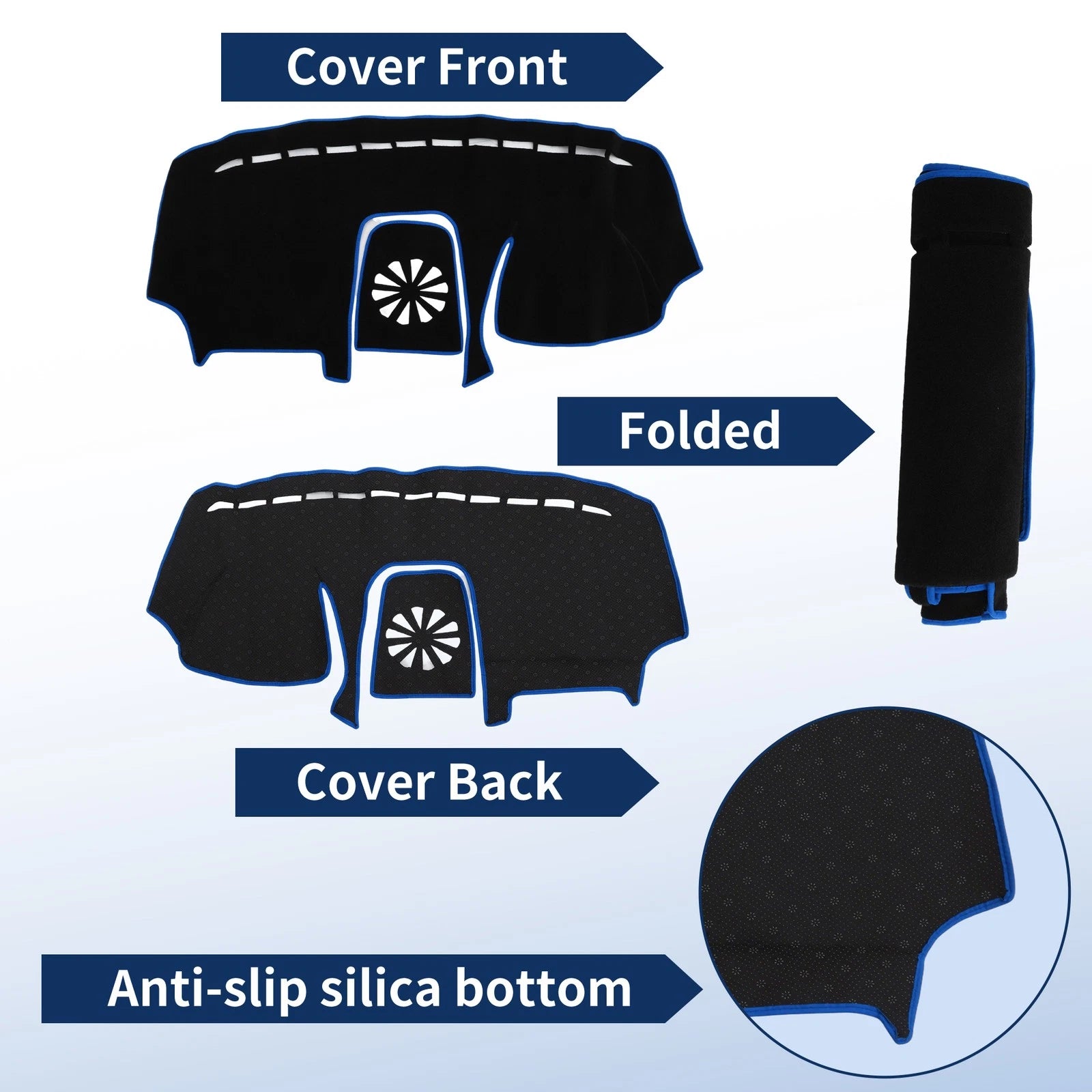 Dash Cover for Ford EcoSport (2018–2022) Black with Blue Edge