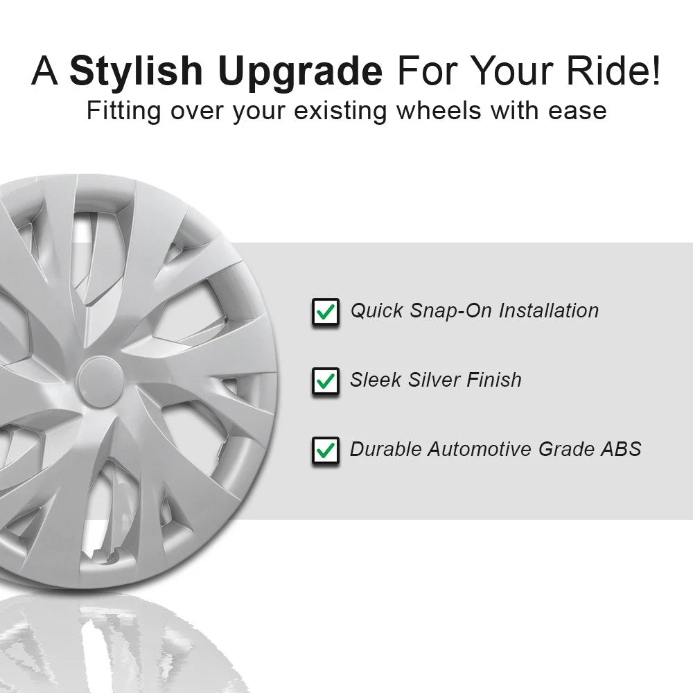 Wheel Covers Set of 4 Snap On 6 Y Spoke Style for 14-inch Silver (—)
