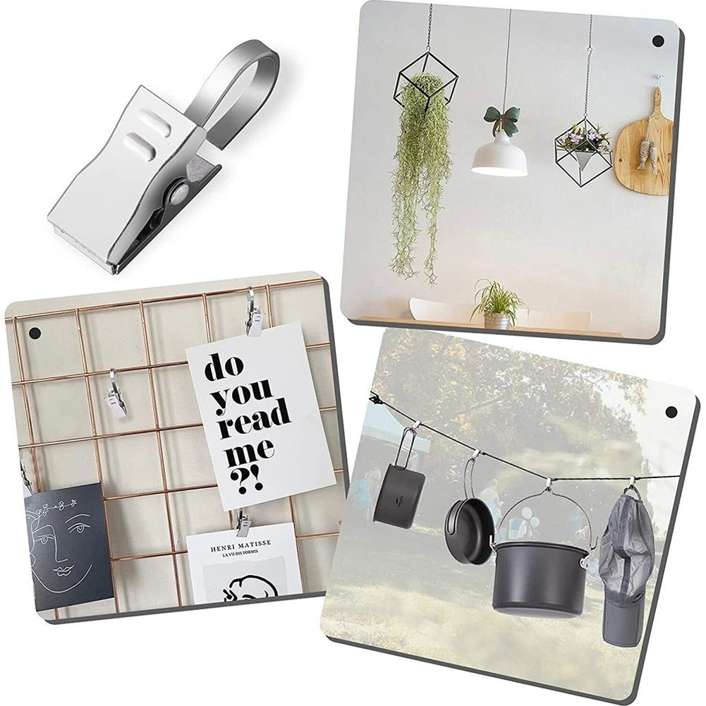 50 PCS Stainless Steel Curtain Clips for Photos Decoration Wire Holder
