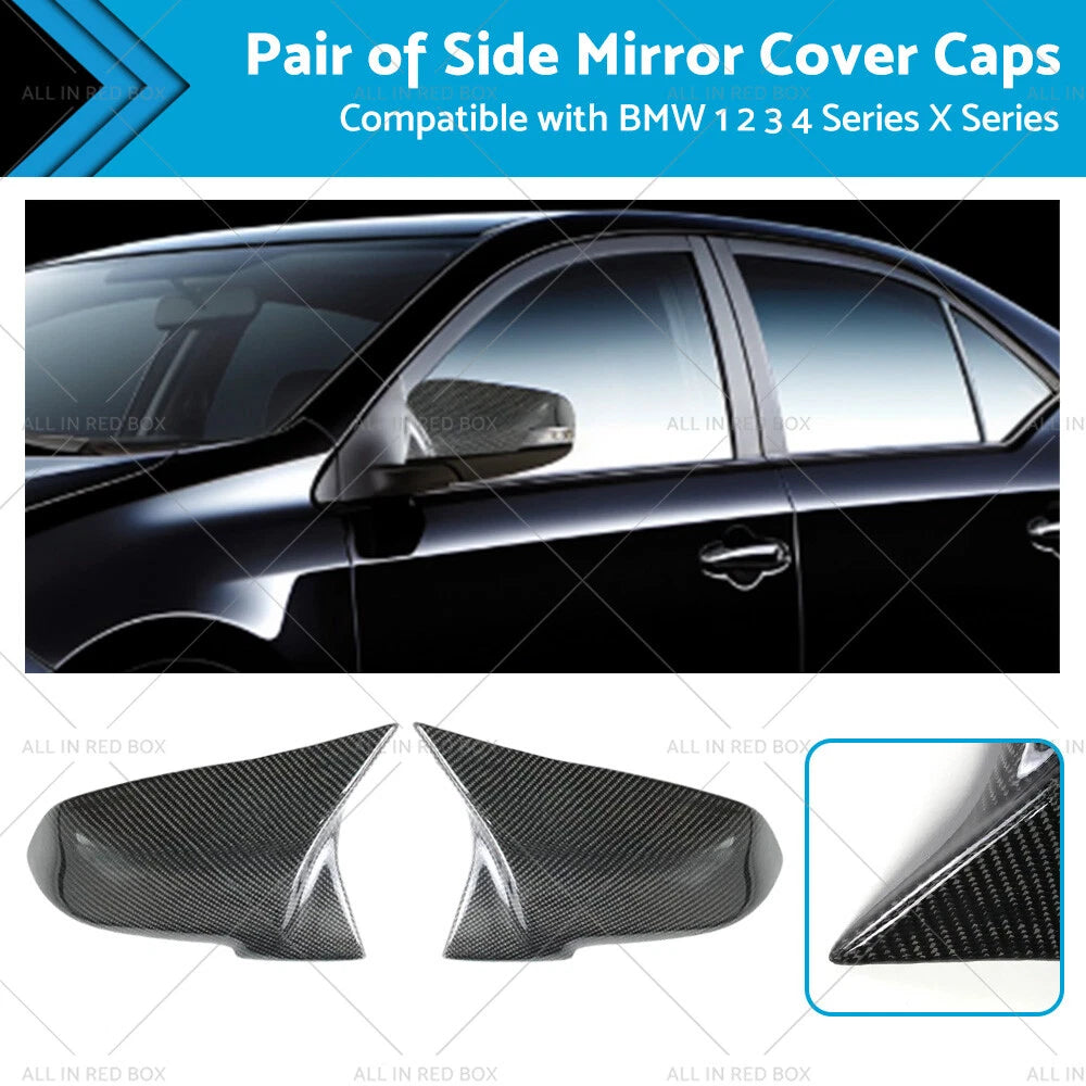 Carbon Fibre Side Mirror Cover Caps for BMW F20 F21 F22 F30 F31 F32 F34 F80 (2012–2020)