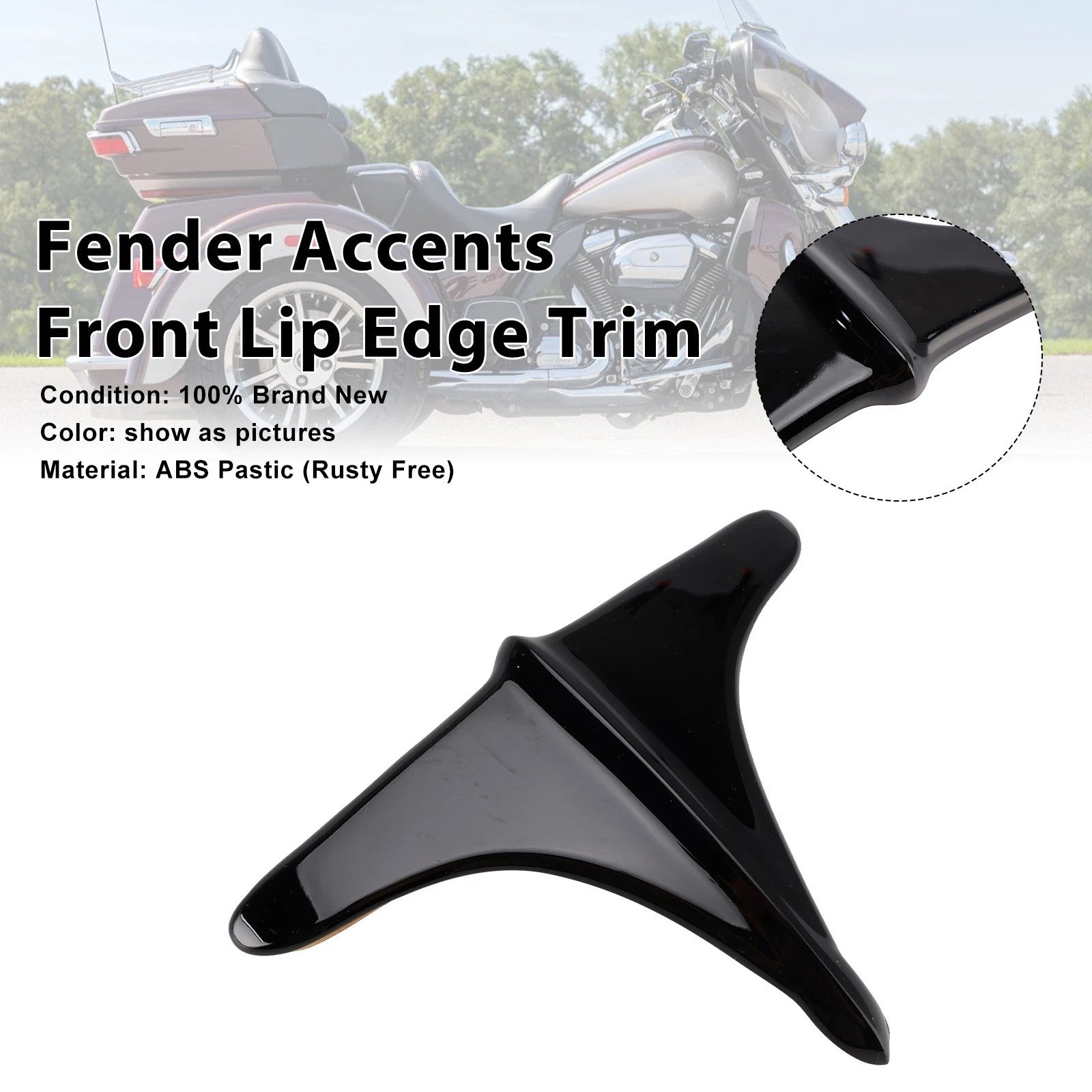ABS Rear Fender Accents Trim for Harley Street Tri Glide (2009–2023) Black