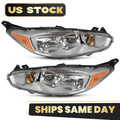 Set of 2 Halogen Headlights with Chrome Bezel for Ford Fiesta (2014–2018)