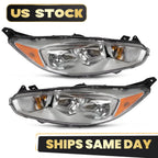 Set of 2 Halogen Headlights with Chrome Bezel for Ford Fiesta (2014–2018)