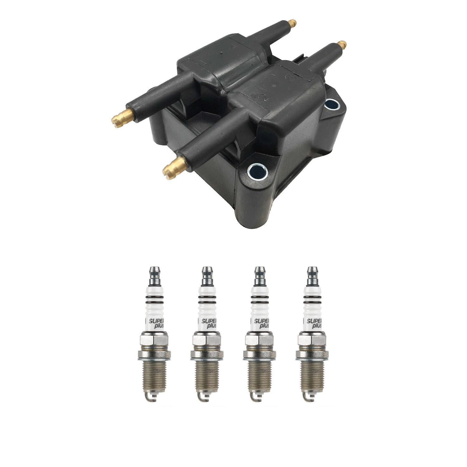 Set of 4 Hitachi Ignition Coils & Bosch Spark Plugs for Breeze Neon (1995–1999)