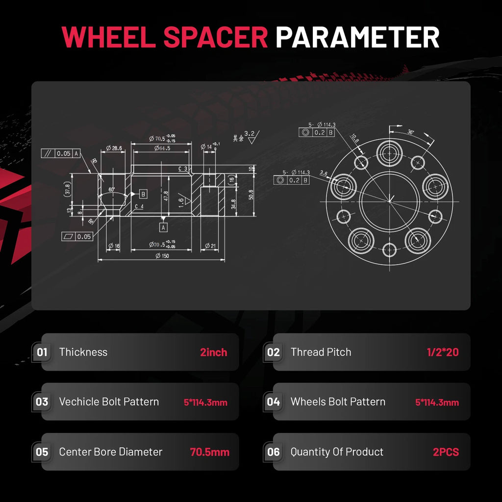 2X 2" Hubcentric Wheel Spacers 5x4.5 5x114.3 for Mazda B2300 B2500 B3000 B4000 (1994–2006)