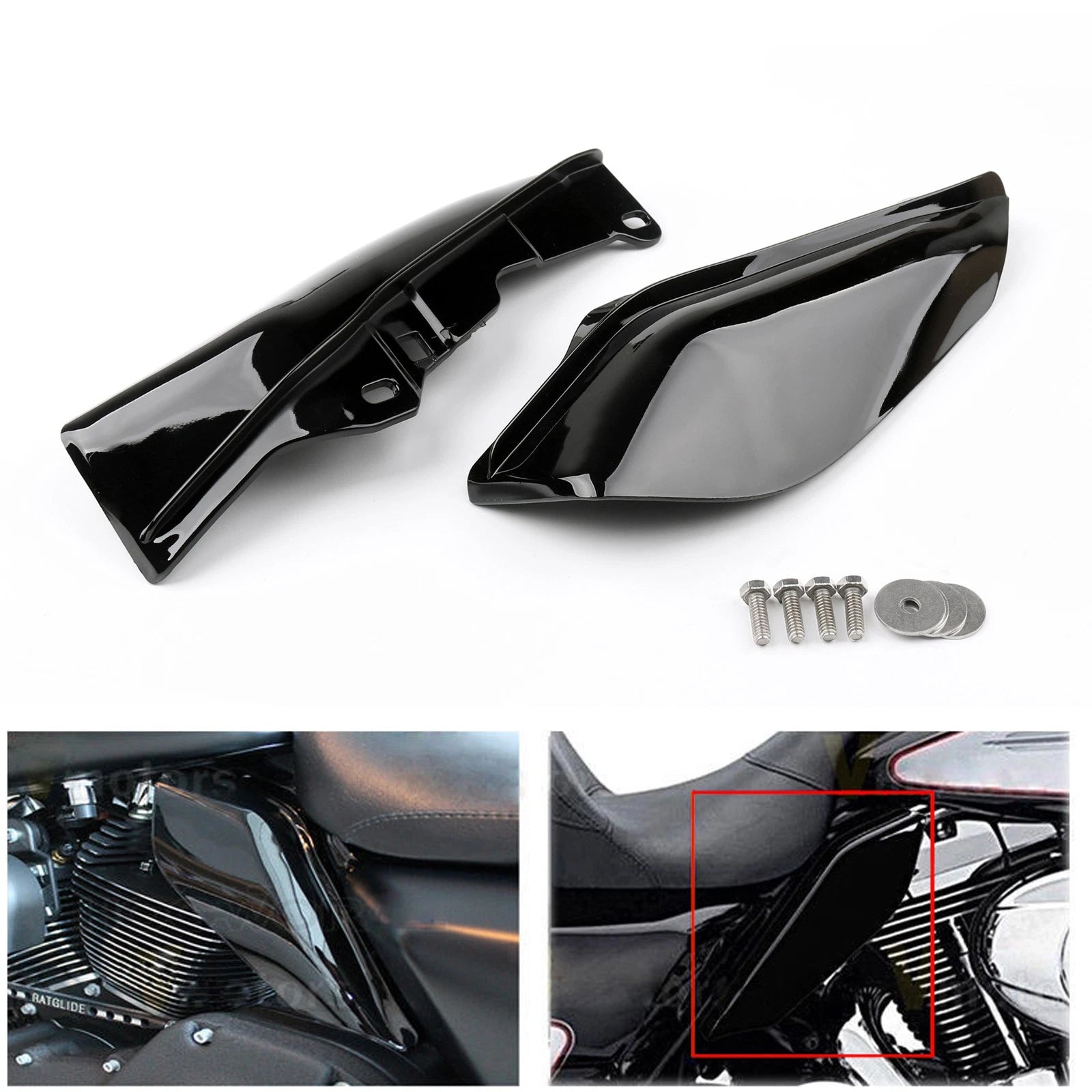 Gloss Black Mid-Frame Air Heat Deflector for Harley Road Street Glide FLHX (1997–2013)