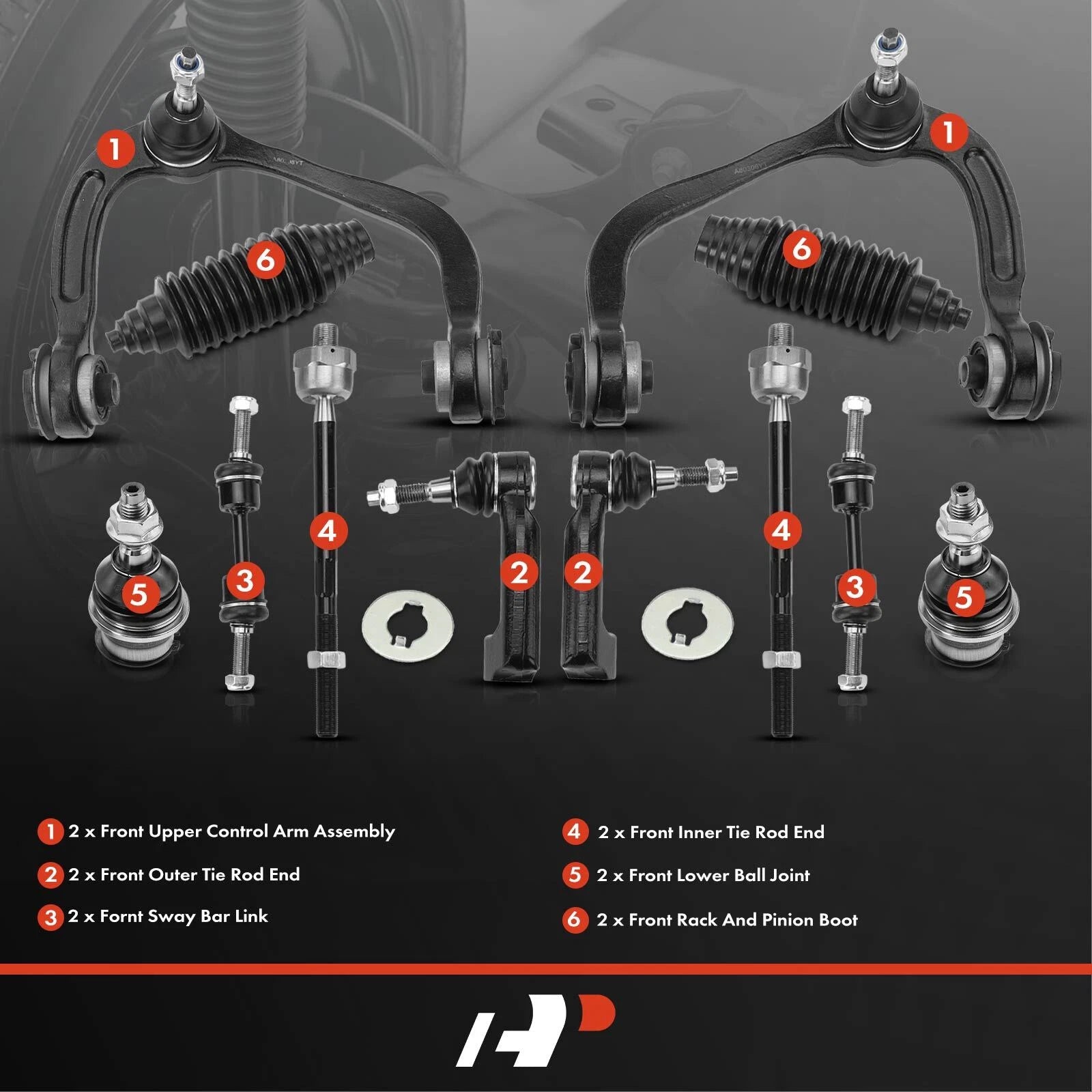 Set of 12 Front Control Arms & Ball Joints for Ford F-150