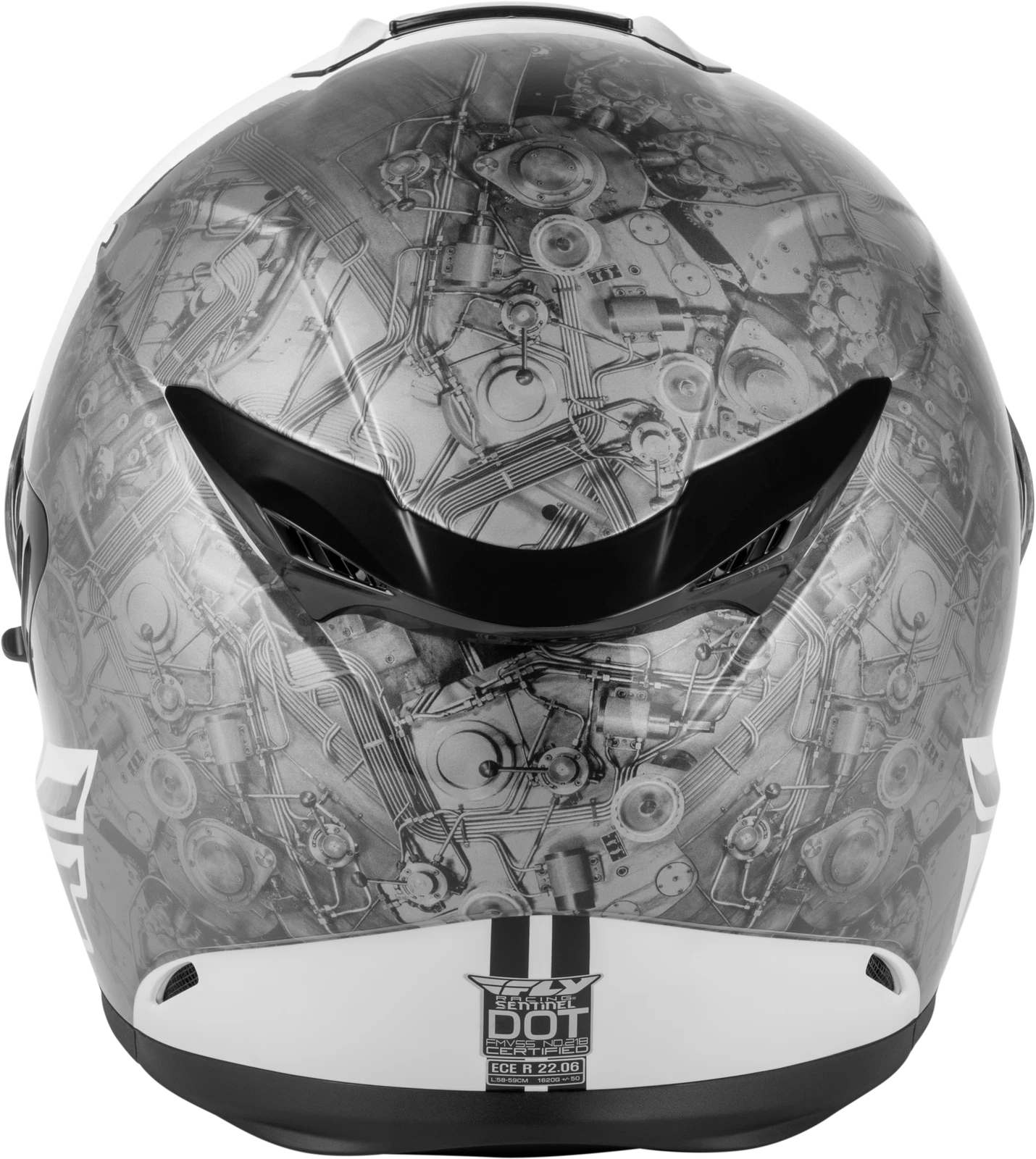 Fly Racing Sentinel Mech Full-Face Helmet for Street (X-Large, Black/White/Grey)