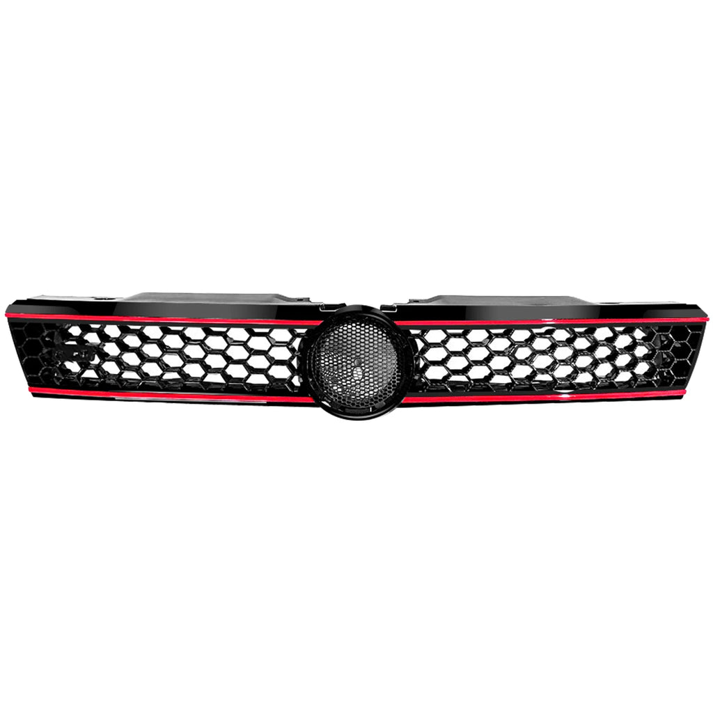 Grille for Volkswagen Jetta (2011–2014) Hex Mesh Black with Red Trim