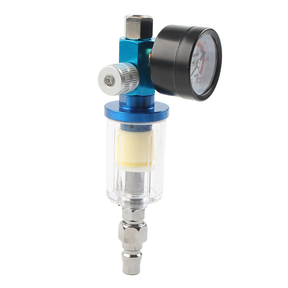 1/4" Air Pressure Regulator Gauge & In-Line Water Trap for Spray Gun