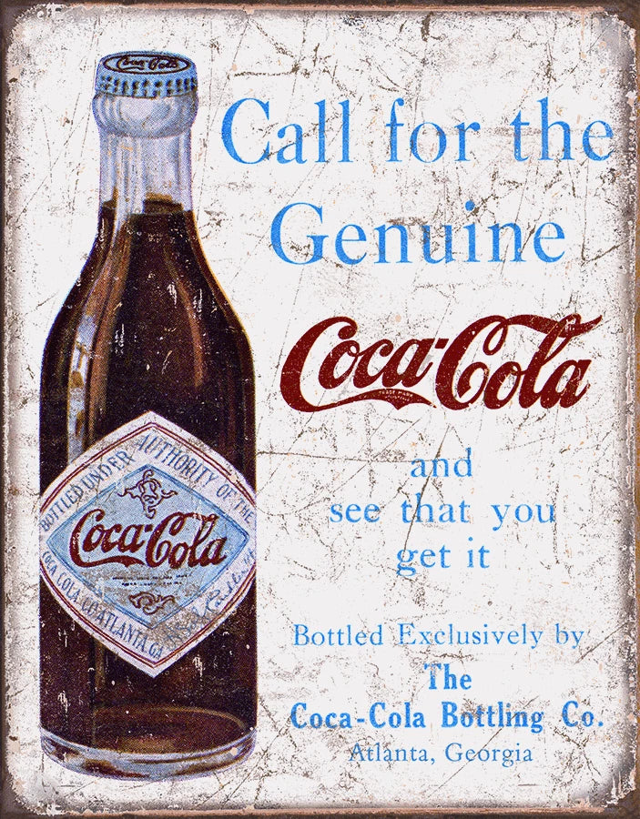 Vintage Tin Metal Sign for Coca Cola Coke Bottle (1918)