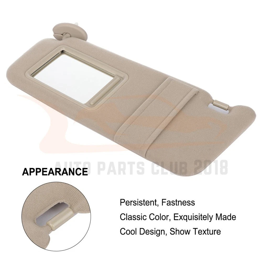 Tan Beige Driver Left Sun Visor for Toyota Venza (2009-2016) w/ Sunroof