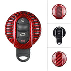 Car Remote Key Fob Cover Case for BMW Mini F54 F56 F55 F57 F60 (Carbon Fiber Red)
