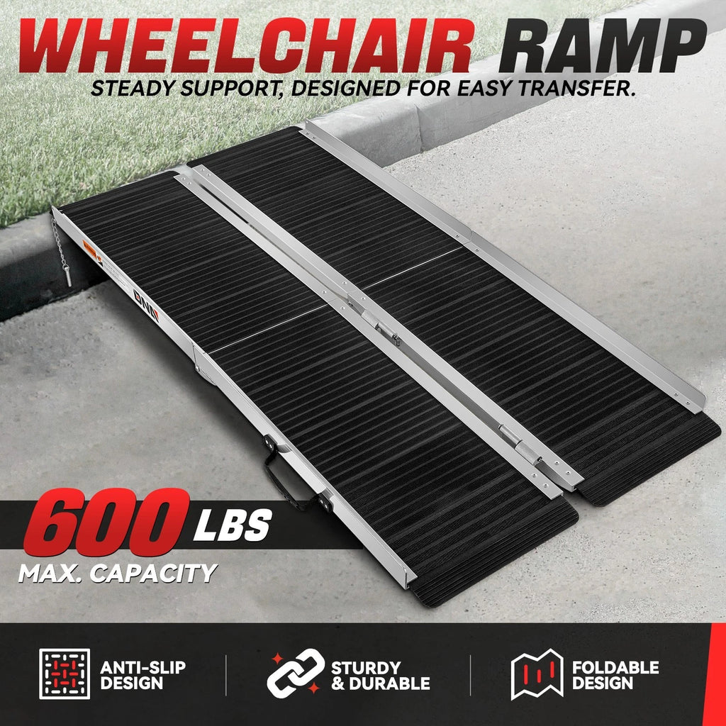 600lbs Aluminium Foldable Non-Slip Utility Cart for Wheelchair (5ft)