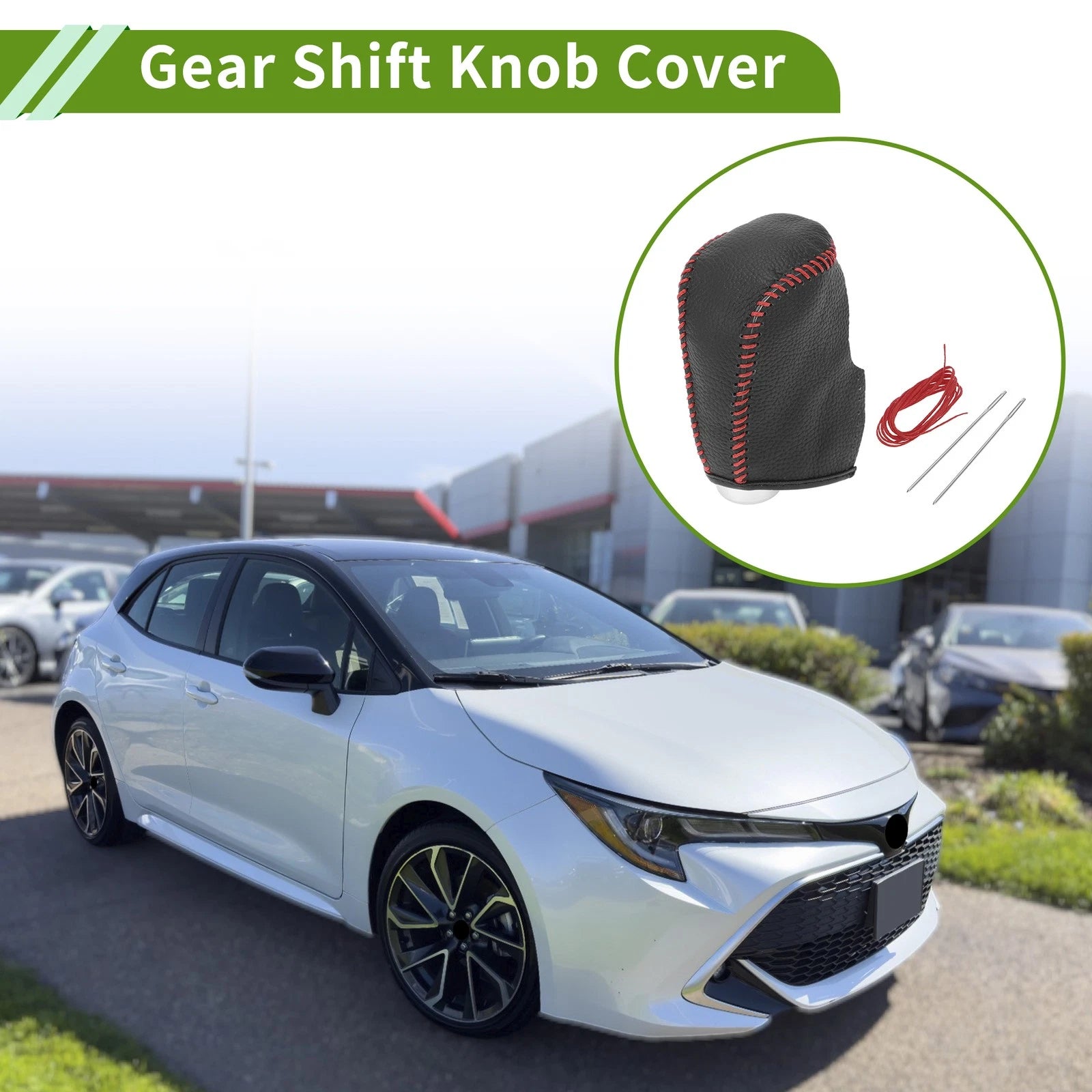 1 Pc Gear Shift Knob Cover for Nissan Altima (2013–2018) Pebbled Black Red