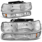Chrome Crystal Headlight & 3D LED Brake/Tail Light for Silverado (1999–2002)