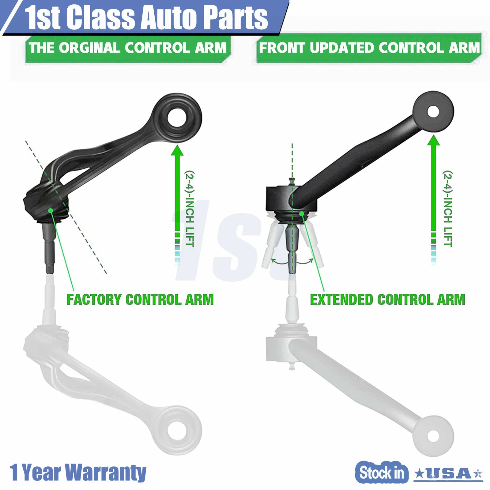 Set of 2 Front Upper Control Arms for Dodge Ram 1500 4WD (2006–2021)