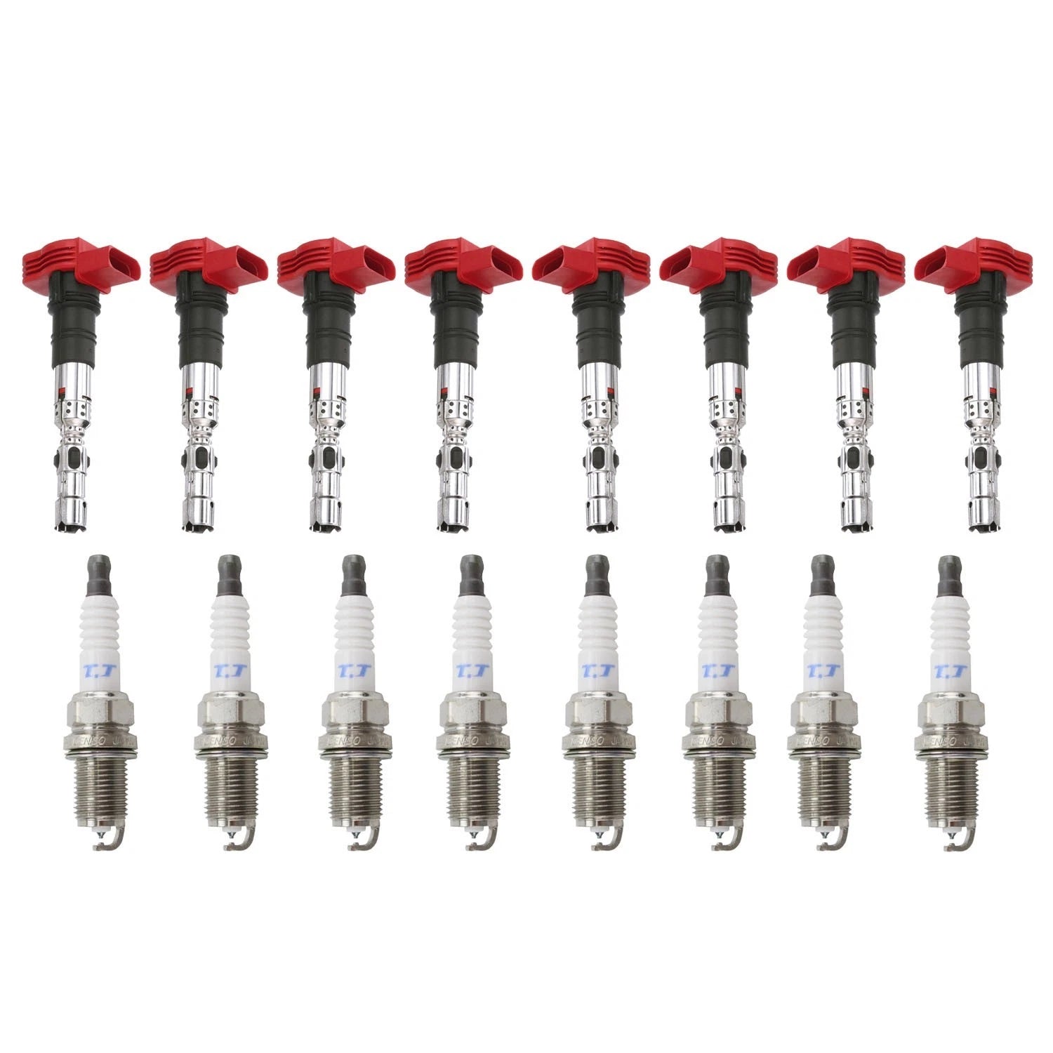 Set of 8 Ignition Coils & Denso Platinum TT Spark Plugs for Audi Porsche VW