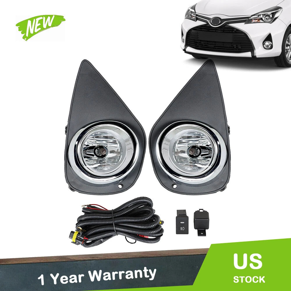 Clear H16 Fog Lights with Wiring and Switch for Toyota Yaris (2015–2016)
