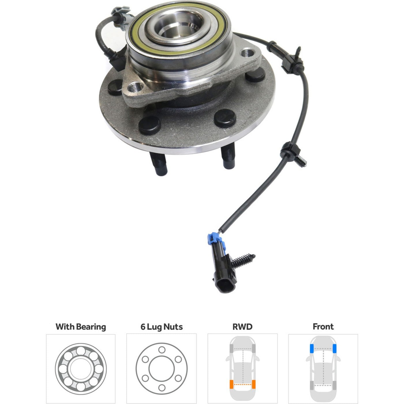 Wheel Hubs for Chevrolet Silverado 1500 (1999–2004) Front LH & RH with Bearing RWD