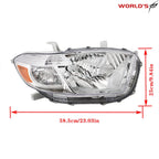 Pair Headlights for Toyota Highlander (2008–2010) Chrome Housing Halogen