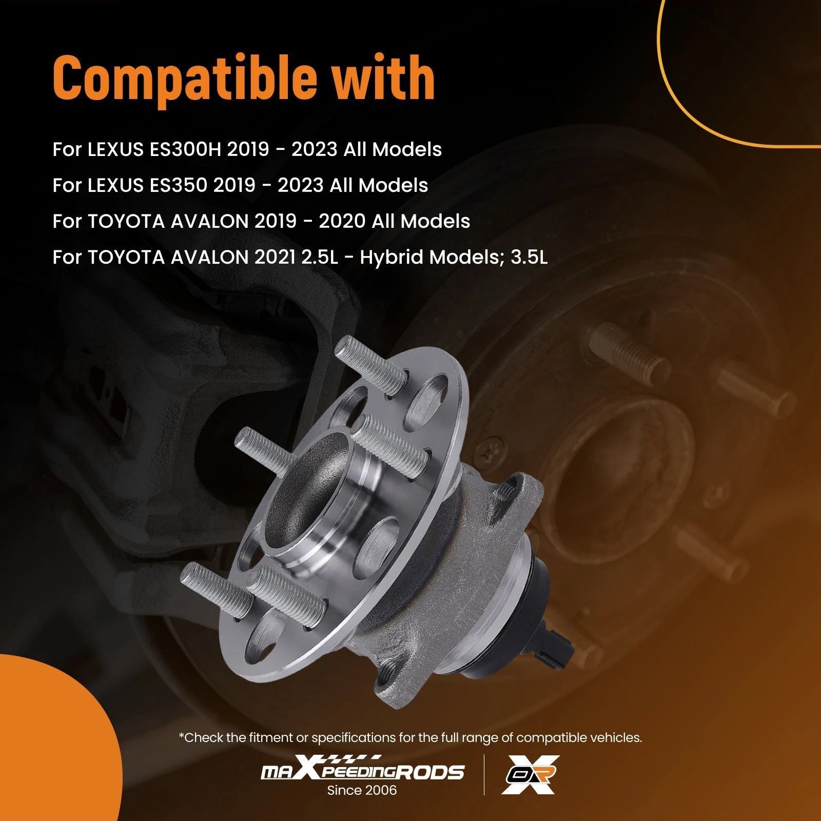 2X Rear Wheel Hub Bearing Assembly for Toyota Avalon Camry (2019–2024)