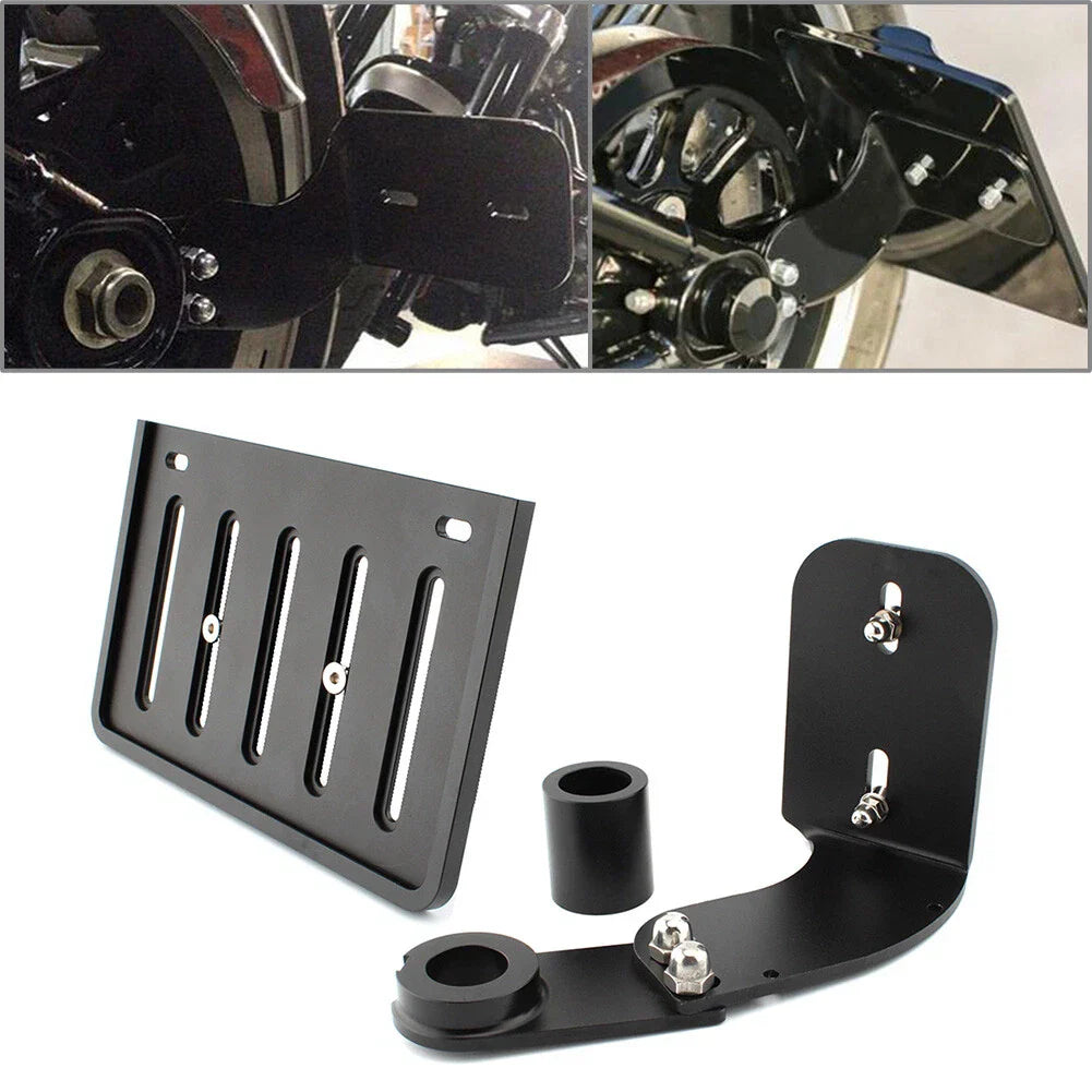 Black Side Mount License Plate Bracket for Harley Softail