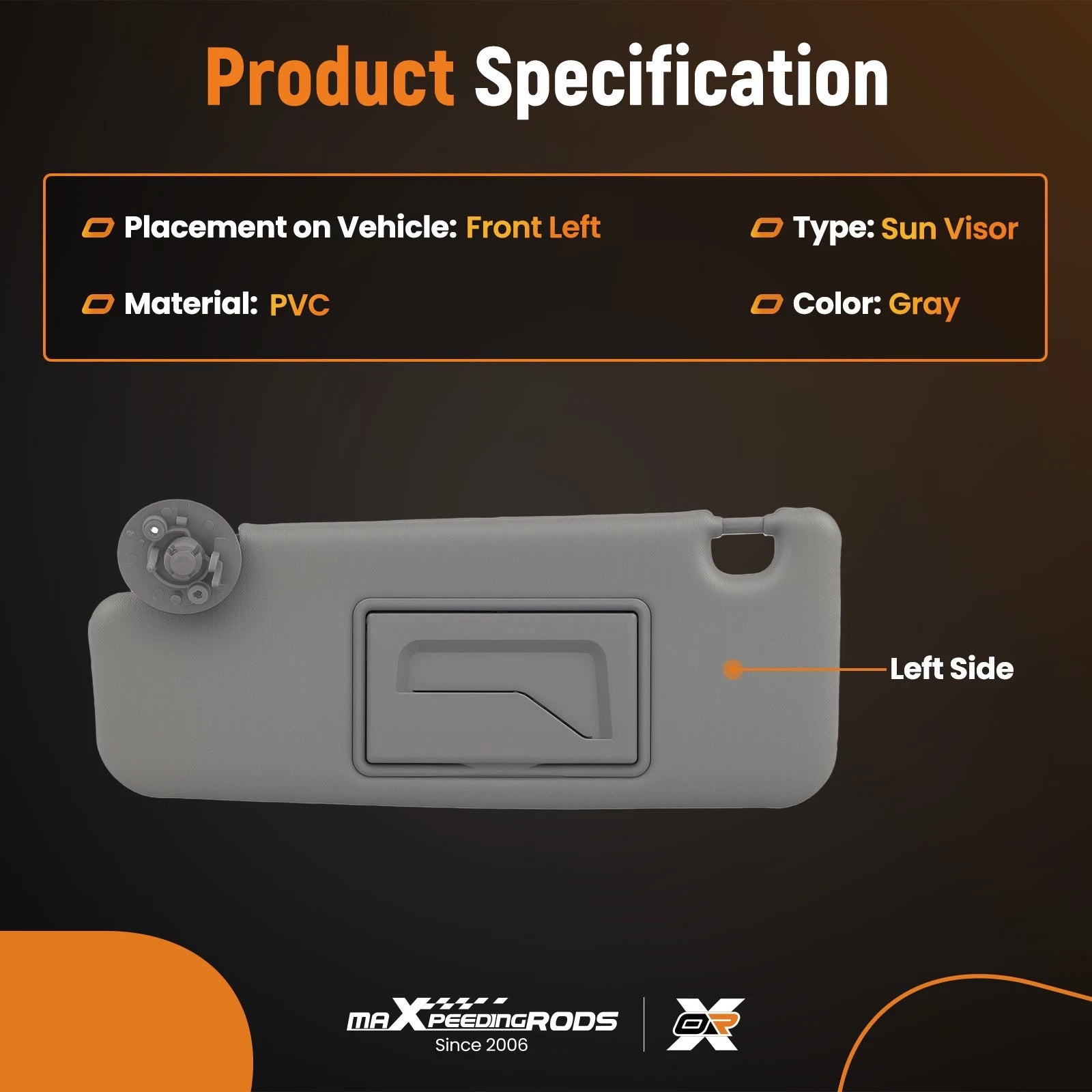 Front Driver Sun Visor for Chevrolet Spark (2011-2022) with Mirror