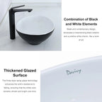 Matte Black Oval Vessel Sink with Pop Up Drain for Bathroom (15.7'' x 13.4'')