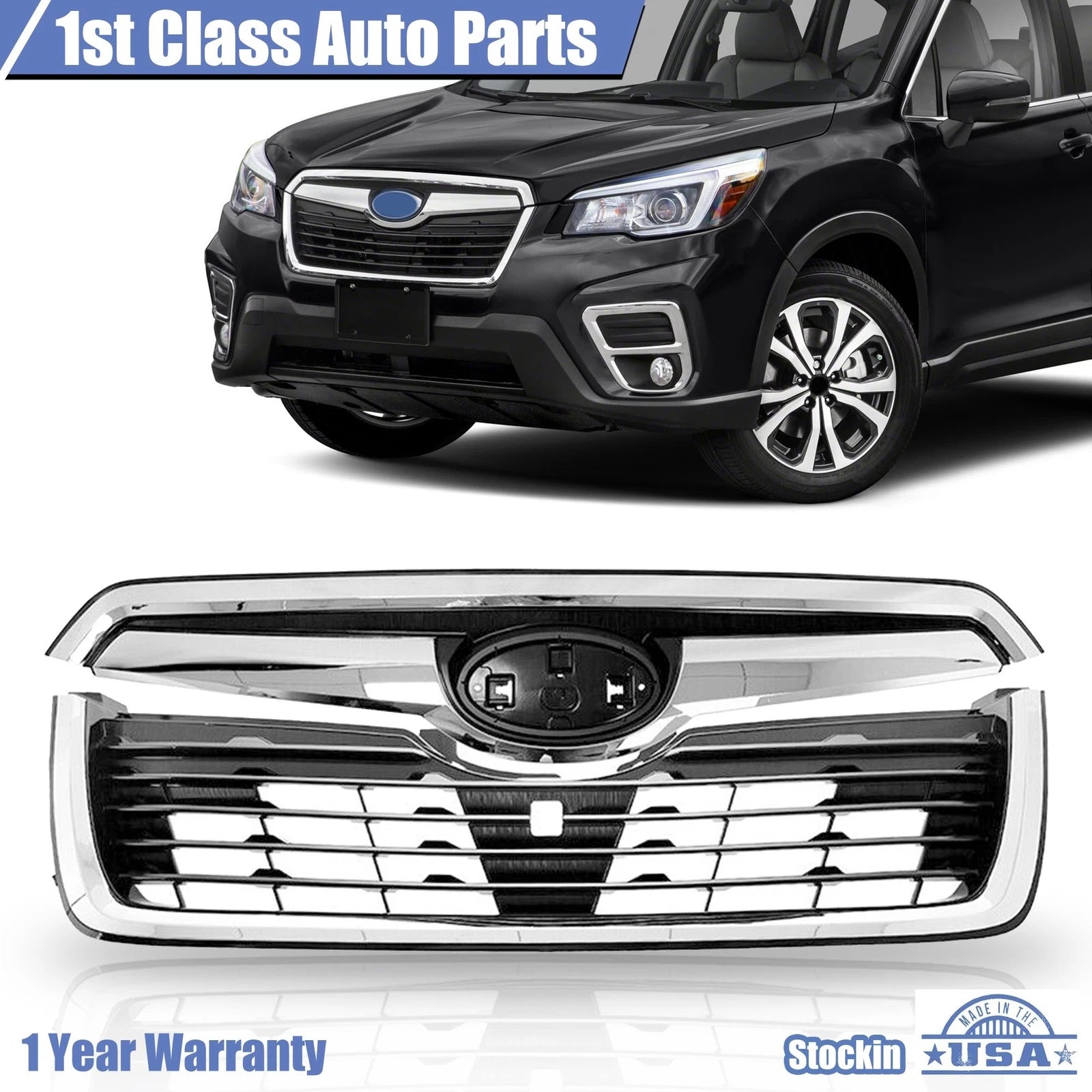 Chrome Mesh Front Bumper Grille for Subaru Forester (2019–2021)