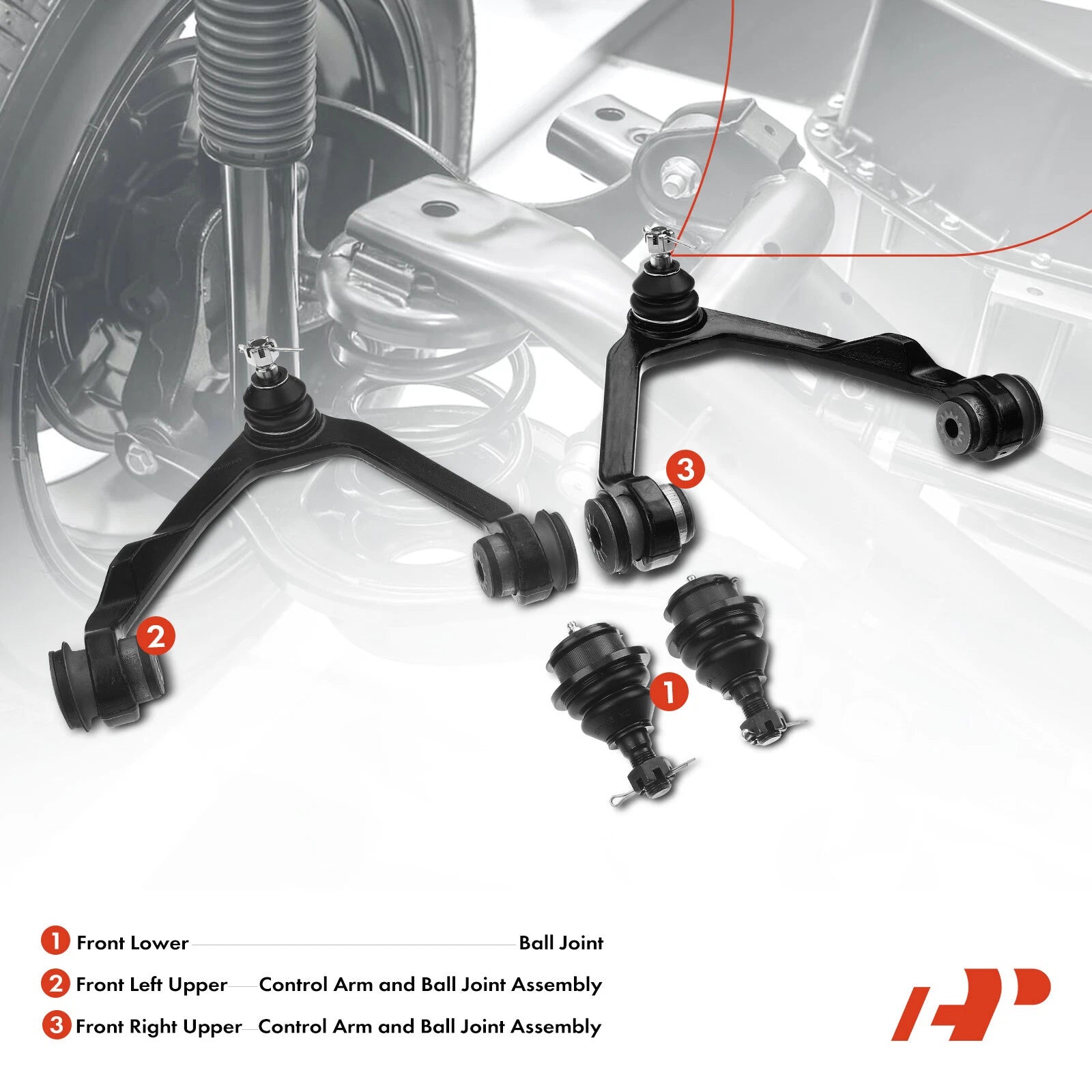6pcs Wheel Hub Bearing Control Arm Ball Joint Kit for Ford Expedition (2003–2023)