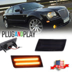 2X Smoke Lens Amber LED Front Side Marker Lights for Chrysler 300 (2005–2010)