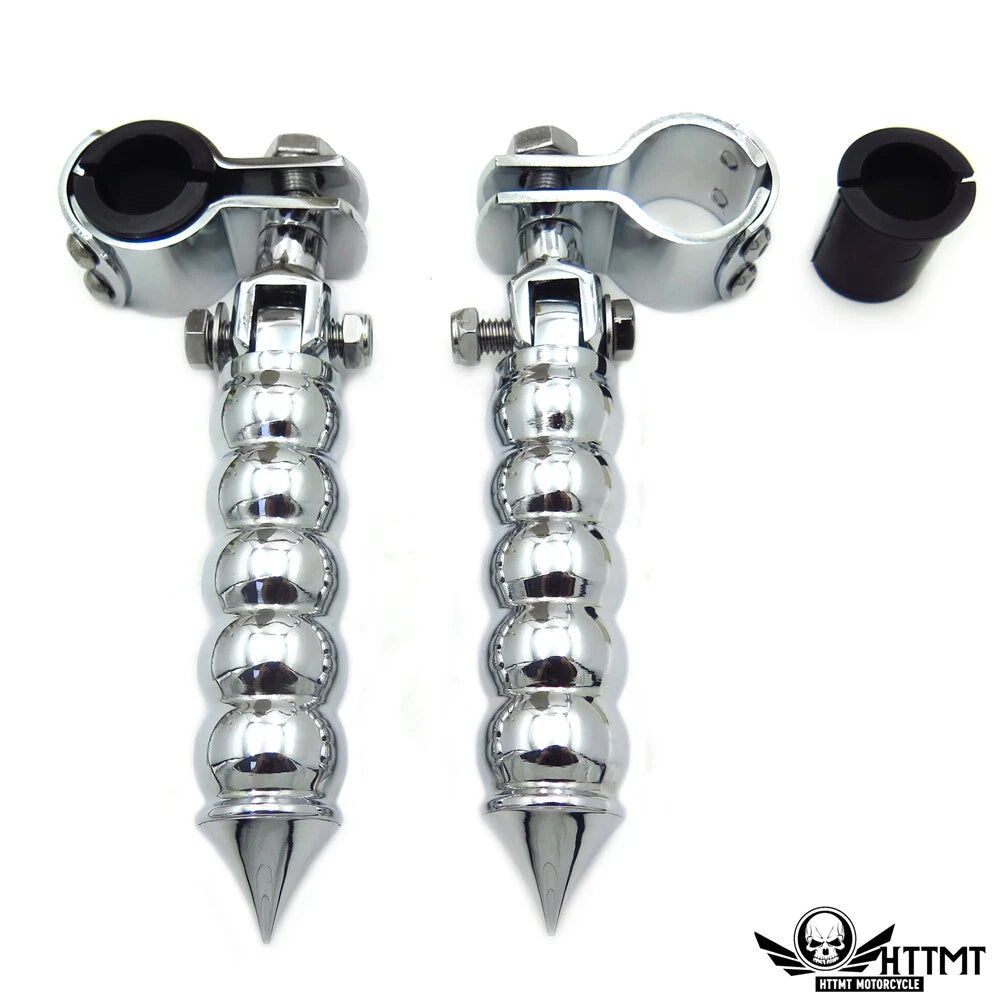 Chrome Calabash Foot Peg Clamp Set for Harley (1", 1.25")