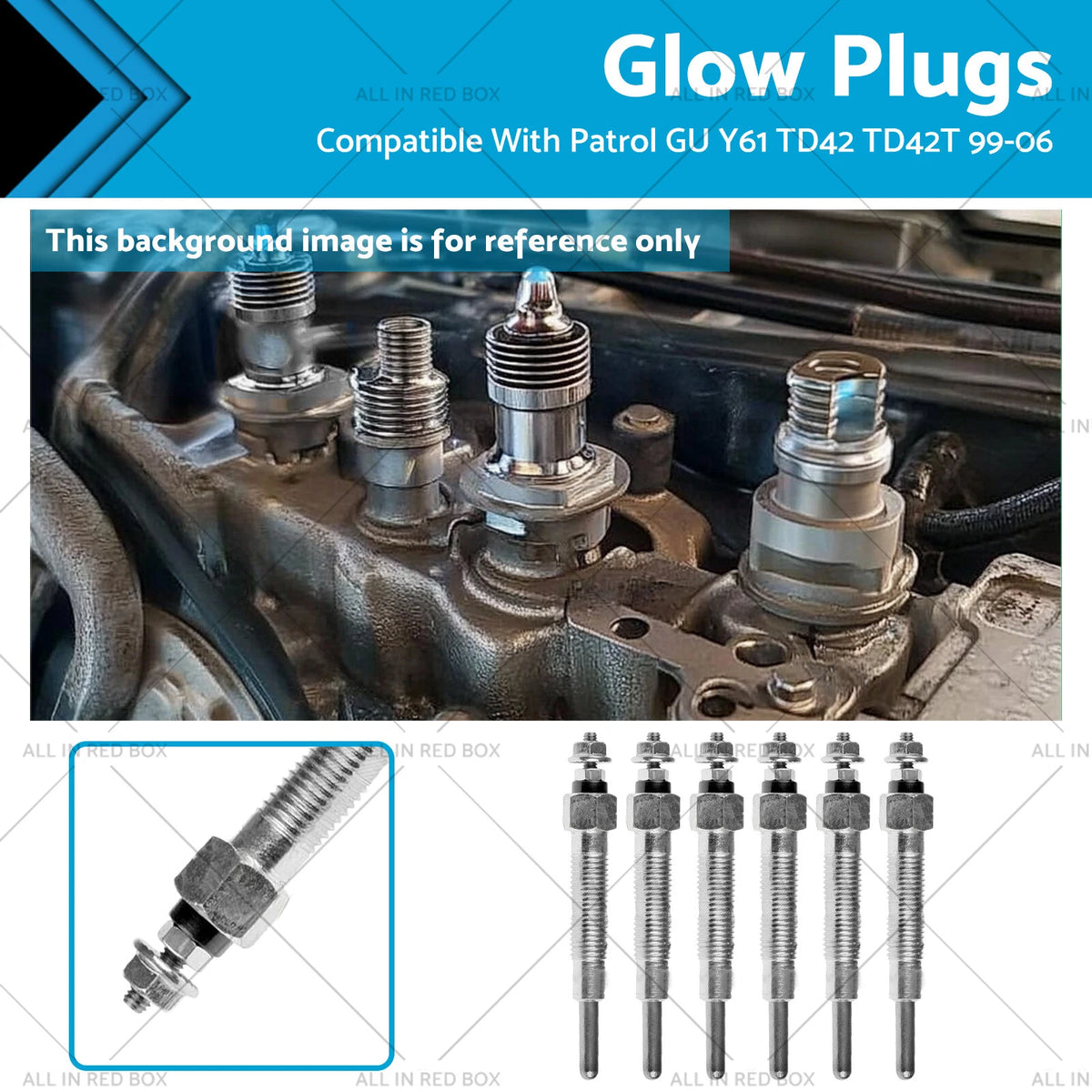 Glow Plug for Nissan Patrol GU Y61 TD42 TD42T 4.2L (1999–2006) 11065-G2400