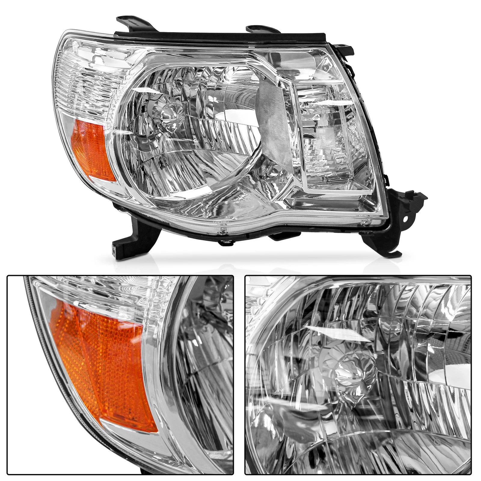 Chrome Headlight Assembly LH & RH Pair for Toyota Tacoma (2005–2011)