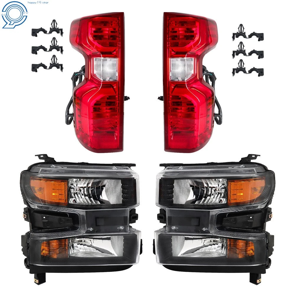 Set of 2 Halogen Tail Lights & Headlights for Chevy Silverado 1500 (2019-2021)