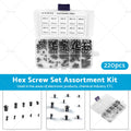 220Pcs Stainless Steel Allen Head Socket Grub Screws Assortment Kit