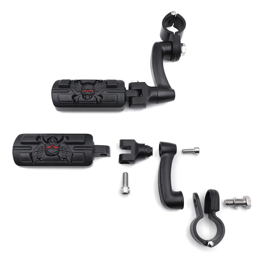 Foot Peg Kit for Harley Fat Boy (2000–2023) - Pirate Skull, 1.25" Engine Guard