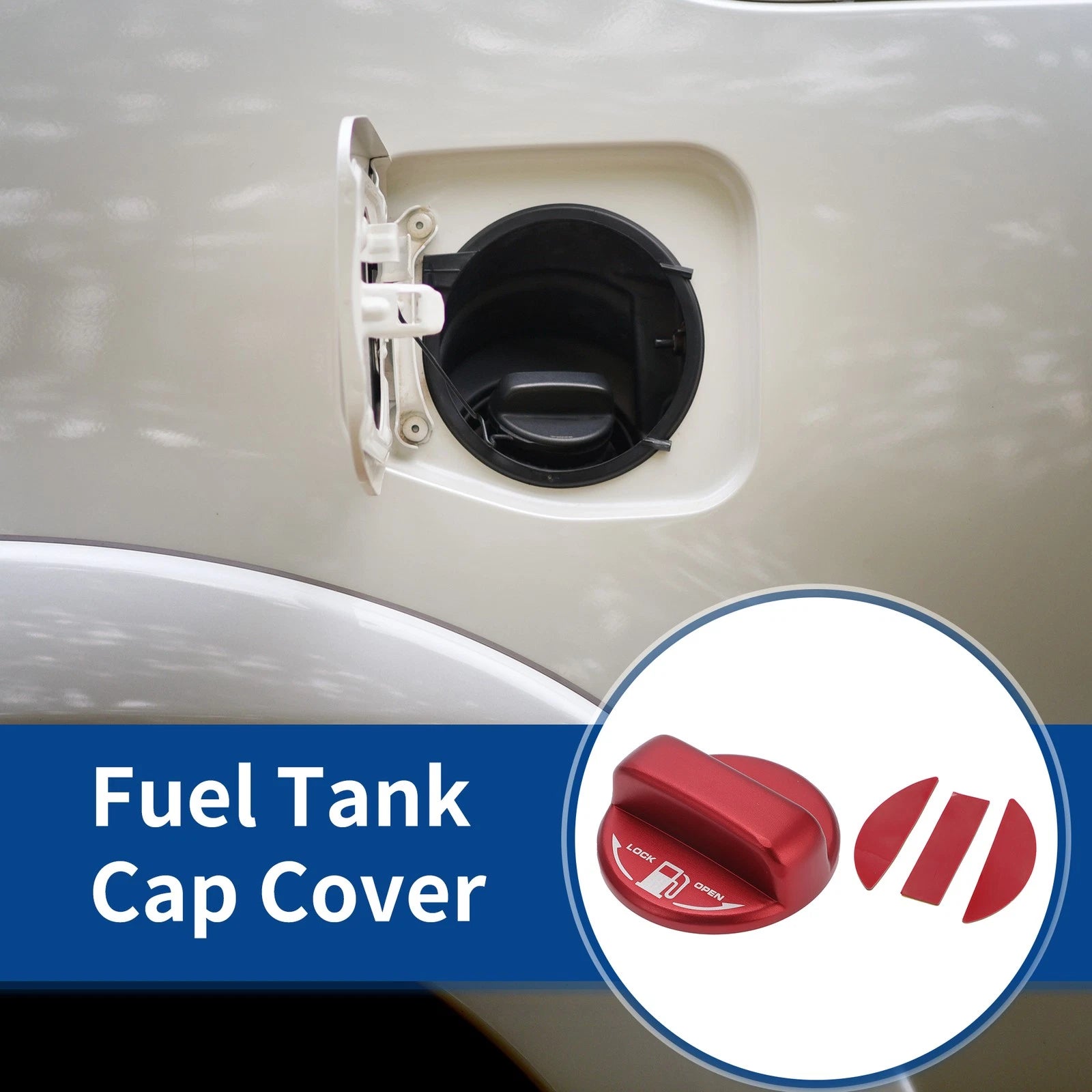 Metal Gas Fuel Tank Cap Cover Trim Sticker Red for Toyota Hiace (2005–2023)