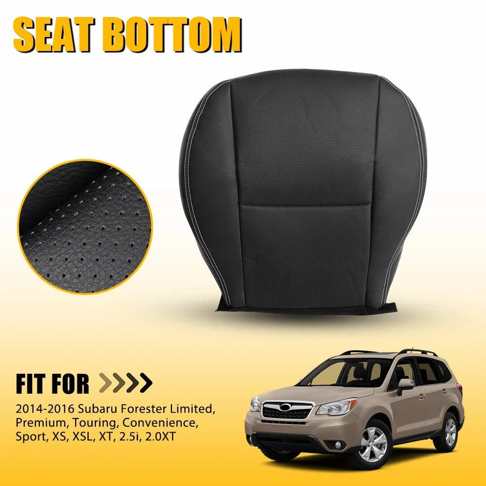 Front Left Bottom Leather Seat Cover for Subaru Forester (2014–2016) Black EV