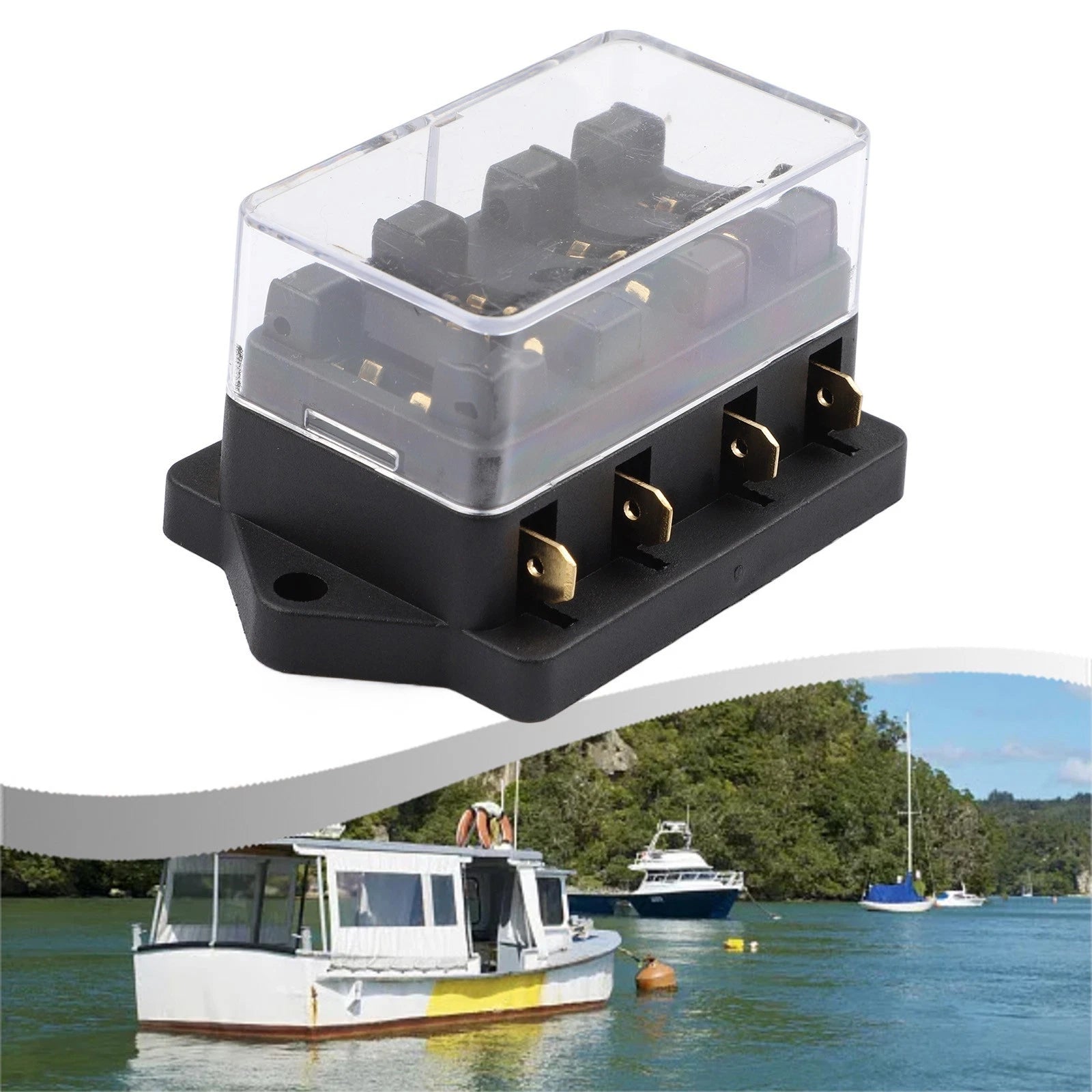 Waterproof Transparent Cover for 4-Way Automotive Fuse Box